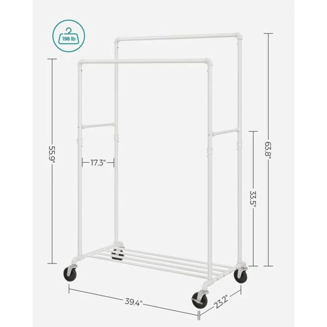Clothing Rack With Shelf Heavy Duty Rolling Garment Rack 39.4in – product view 9 | Ridgefield Furniture