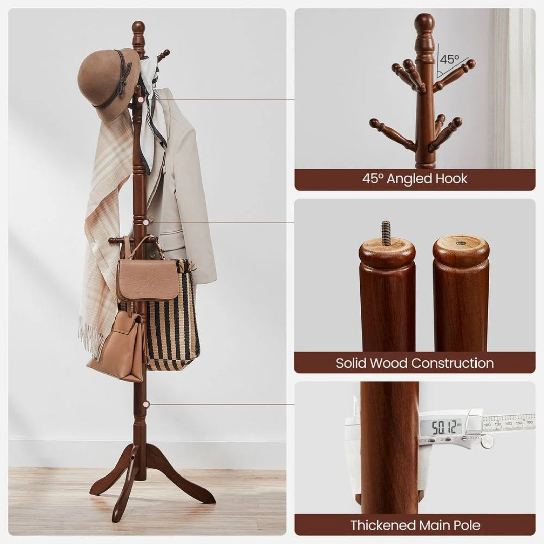Solid Wood Coat Rack With 10 Hooks – product view 14 | Ridgefield Furniture