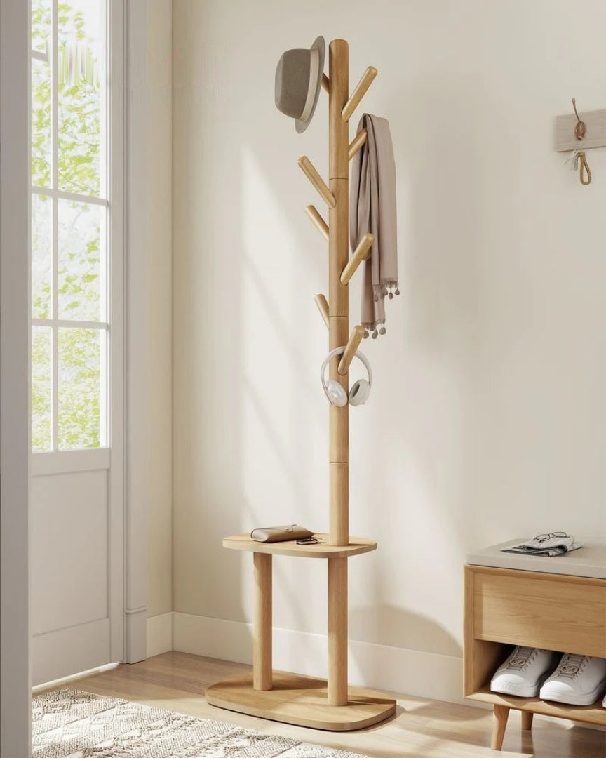 Hall Coat Rack With 8 Hooks & Storage Shelf – product view 10 | Ridgefield Furniture