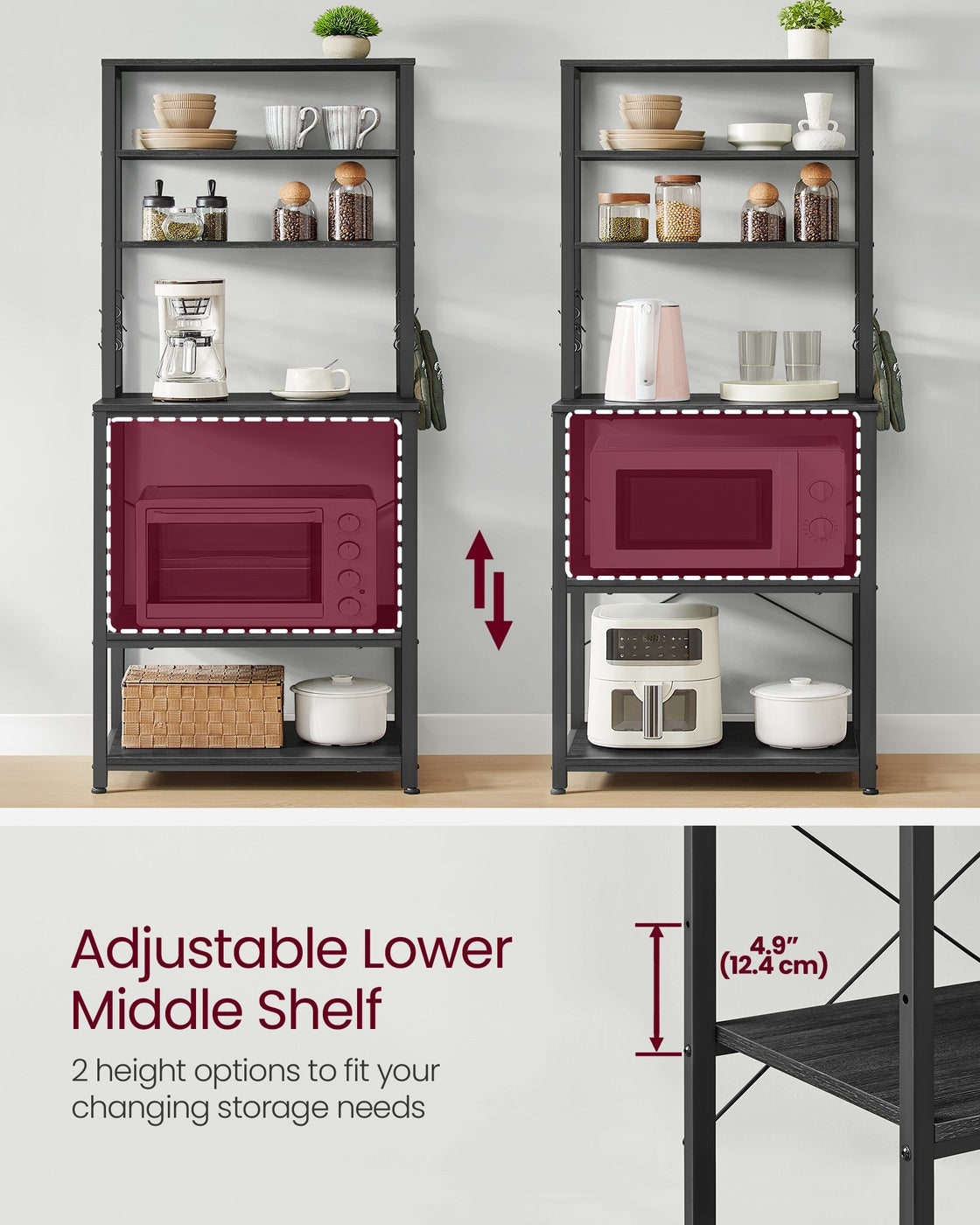Coffee Bar Cabinet With 6 Tier Shelves And Adjustable Middle Shelf - product photo 28