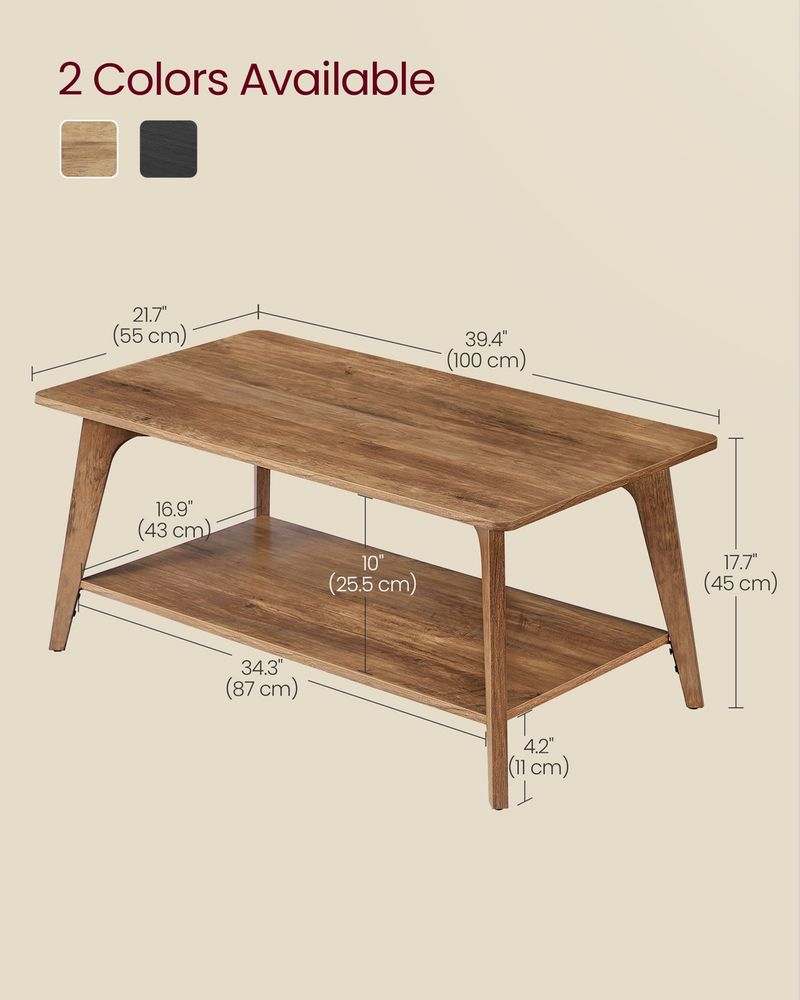 Coffee Table, 2-Tier Living Room Table With Storage, Center Table With Rounded - product photo 08