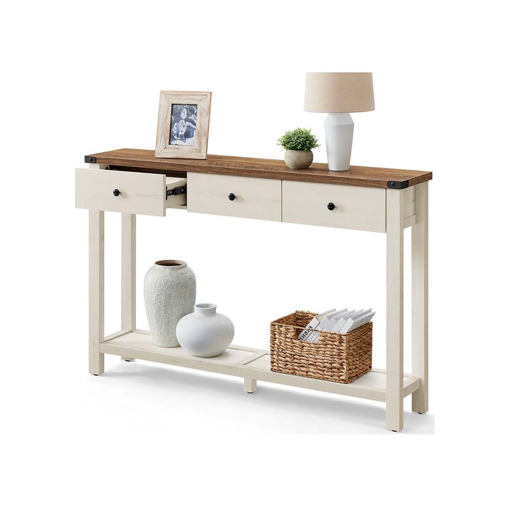 Console Table With Drawers And Open Shelf - product photo 01