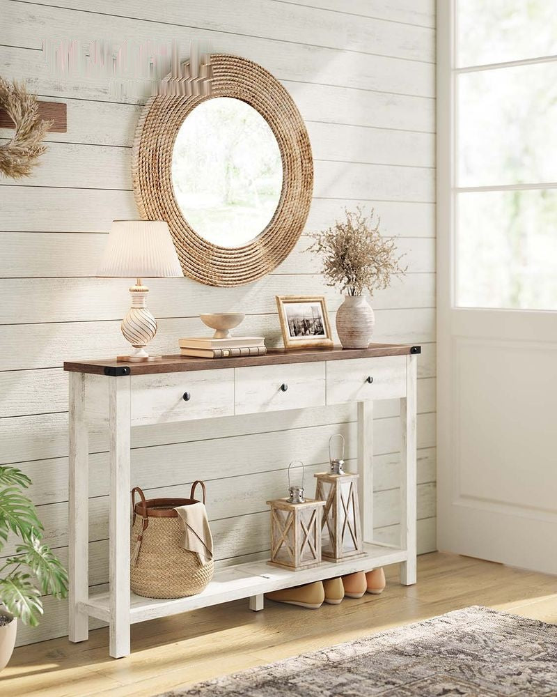 Console Table With Drawers And Open Shelf - product photo 02