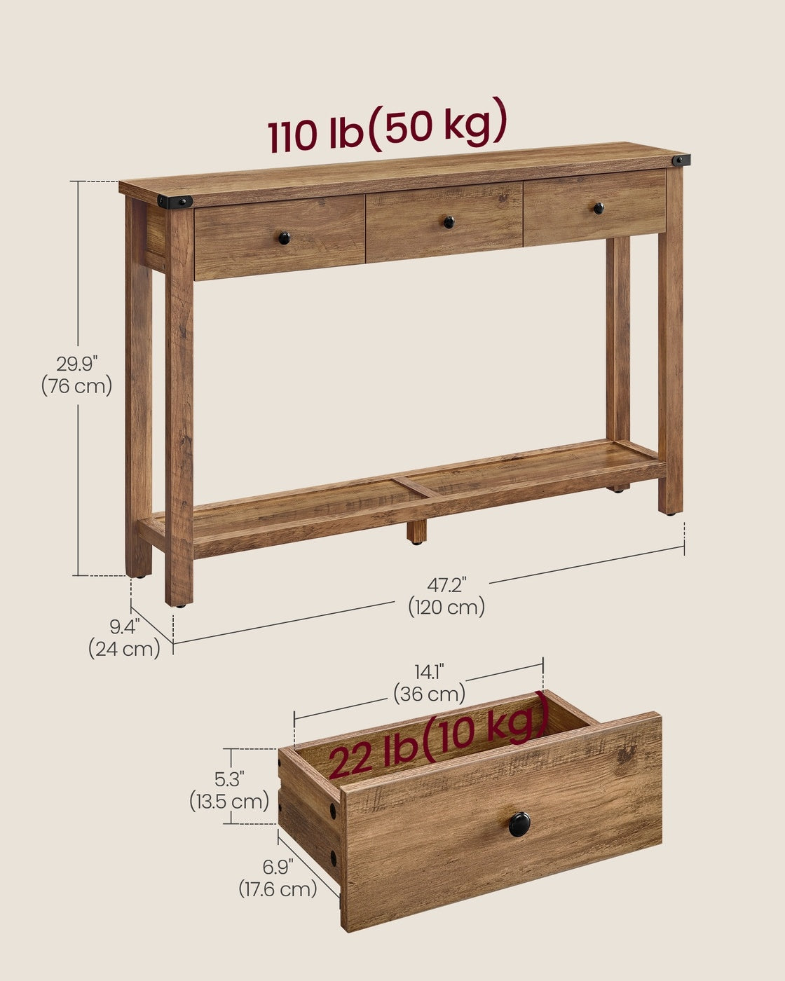 Console Table With Drawers And Open Shelf - product photo 17