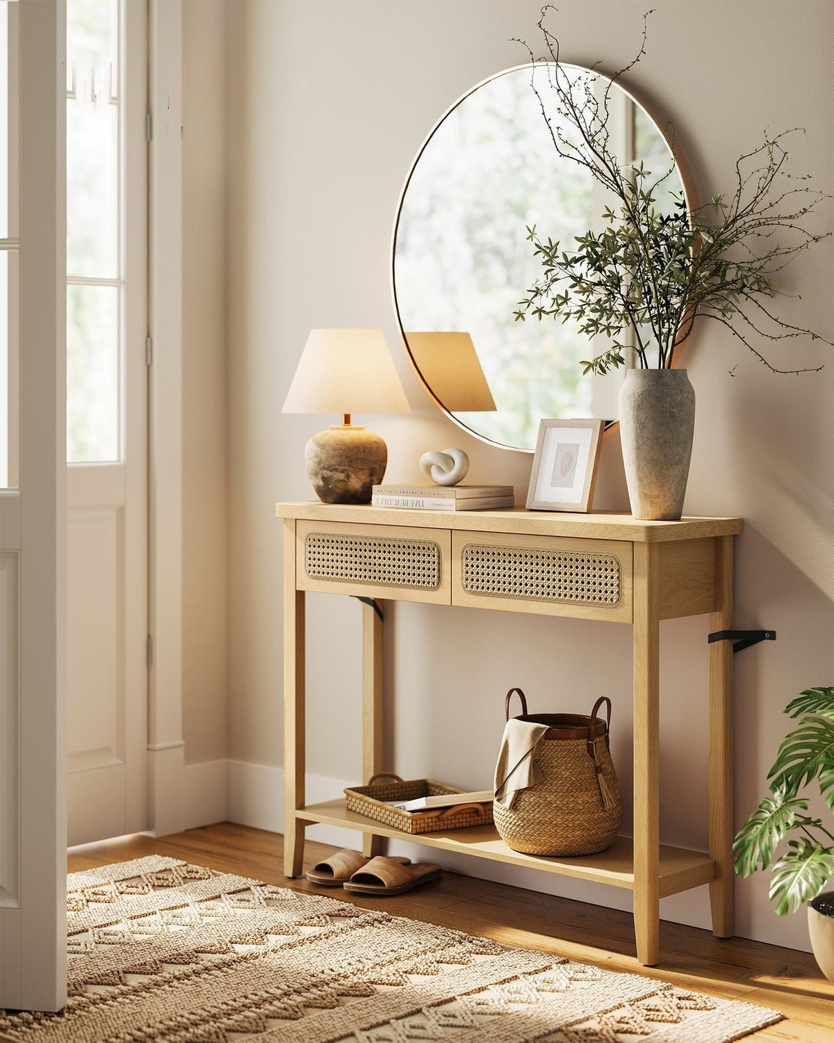 Console Table With Drawers And Shelf - product photo 02