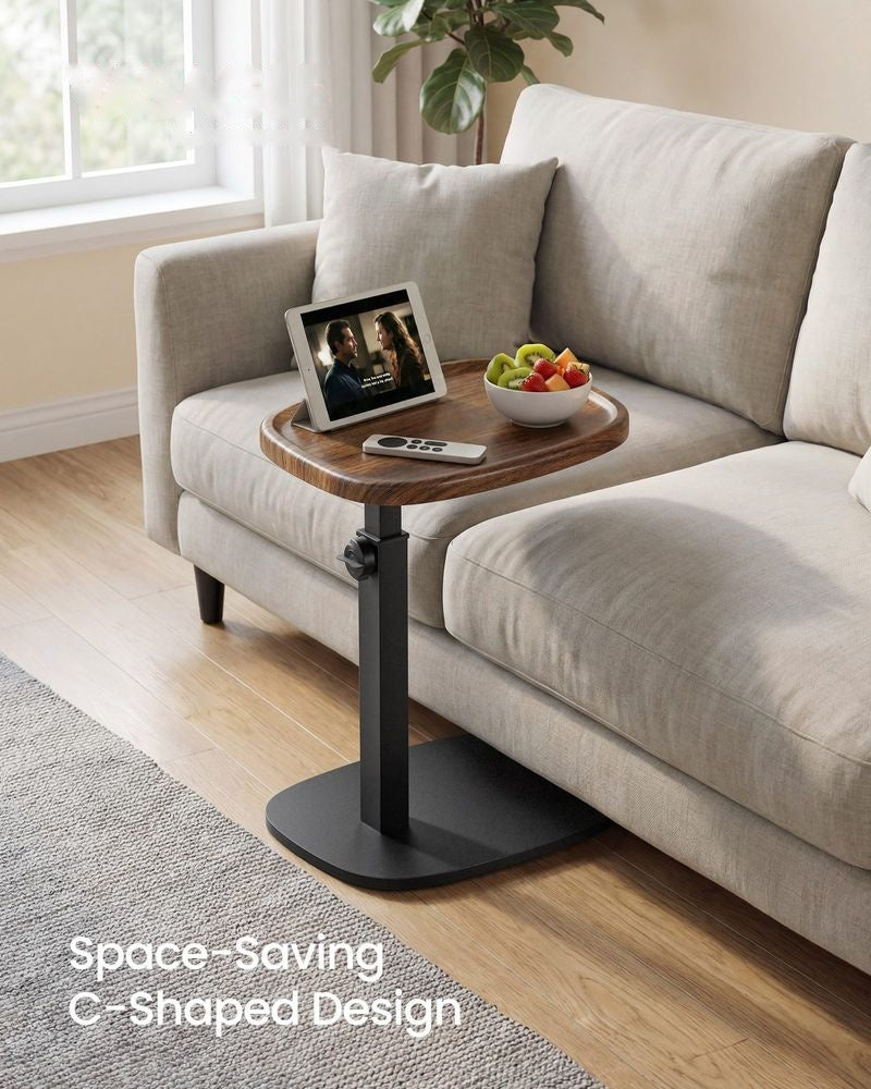 Couch Table, C-Shaped Sofa Side End Table, Bedside Table, Adjustable Height - product photo 02