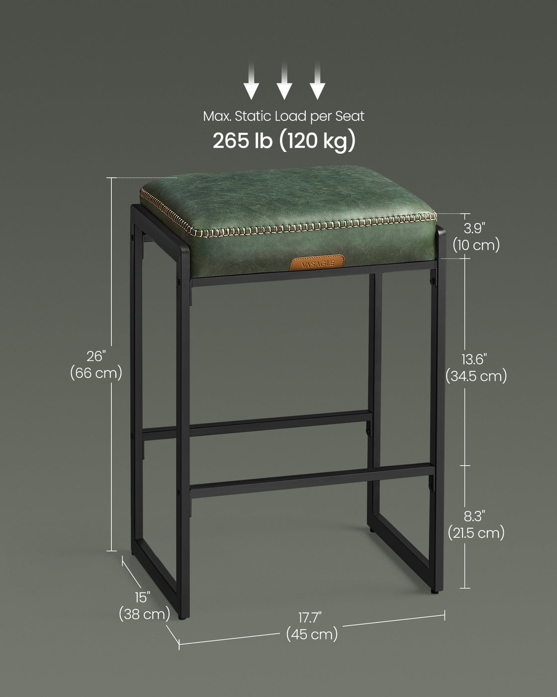 Counter Height Bar Stools Set Of 2 With 3.9 Inch Foam Cushioned Seats - product photo 65