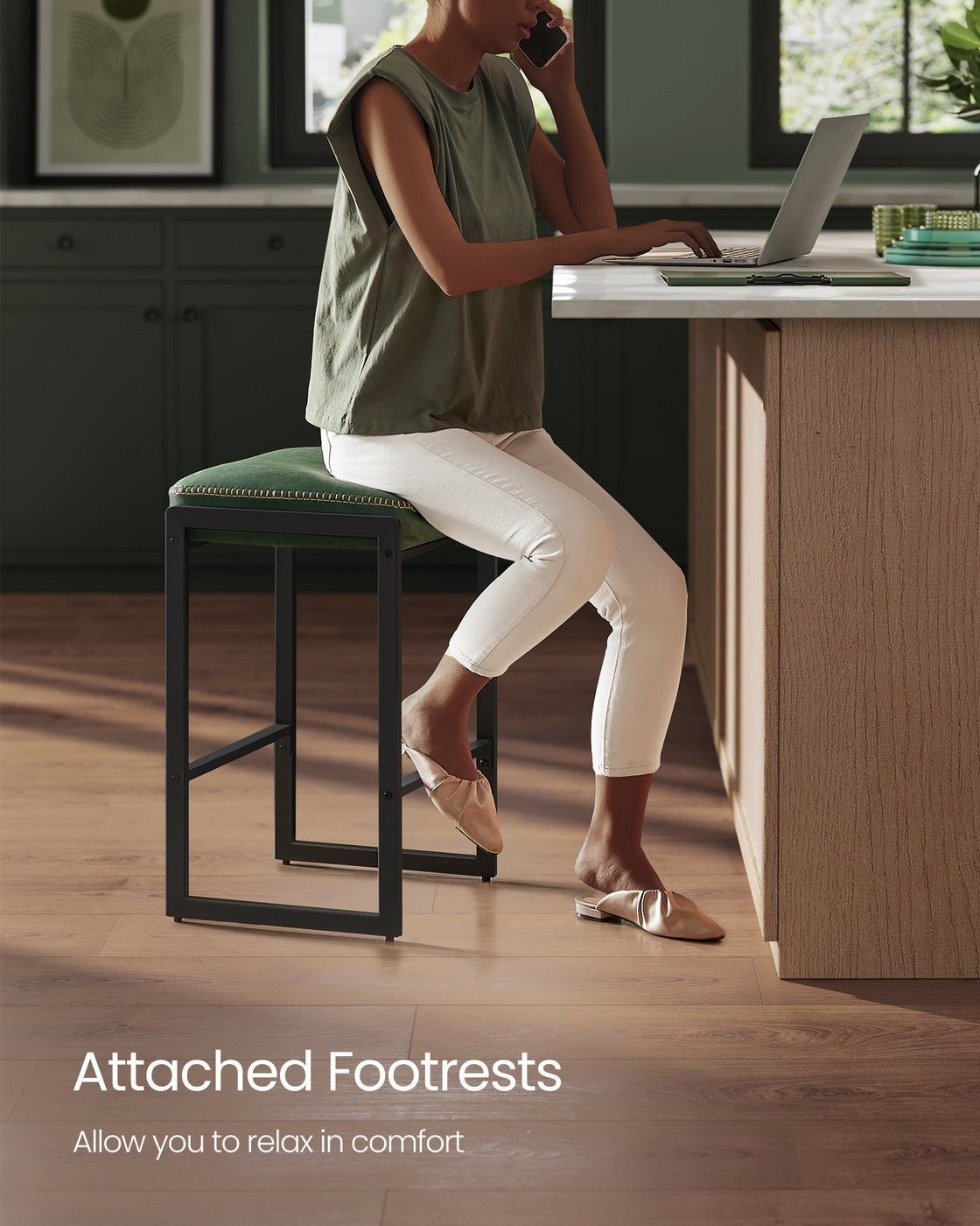 Counter Height Bar Stools Set Of 2 With 3.9 Inch Foam Cushioned Seats - product photo 66