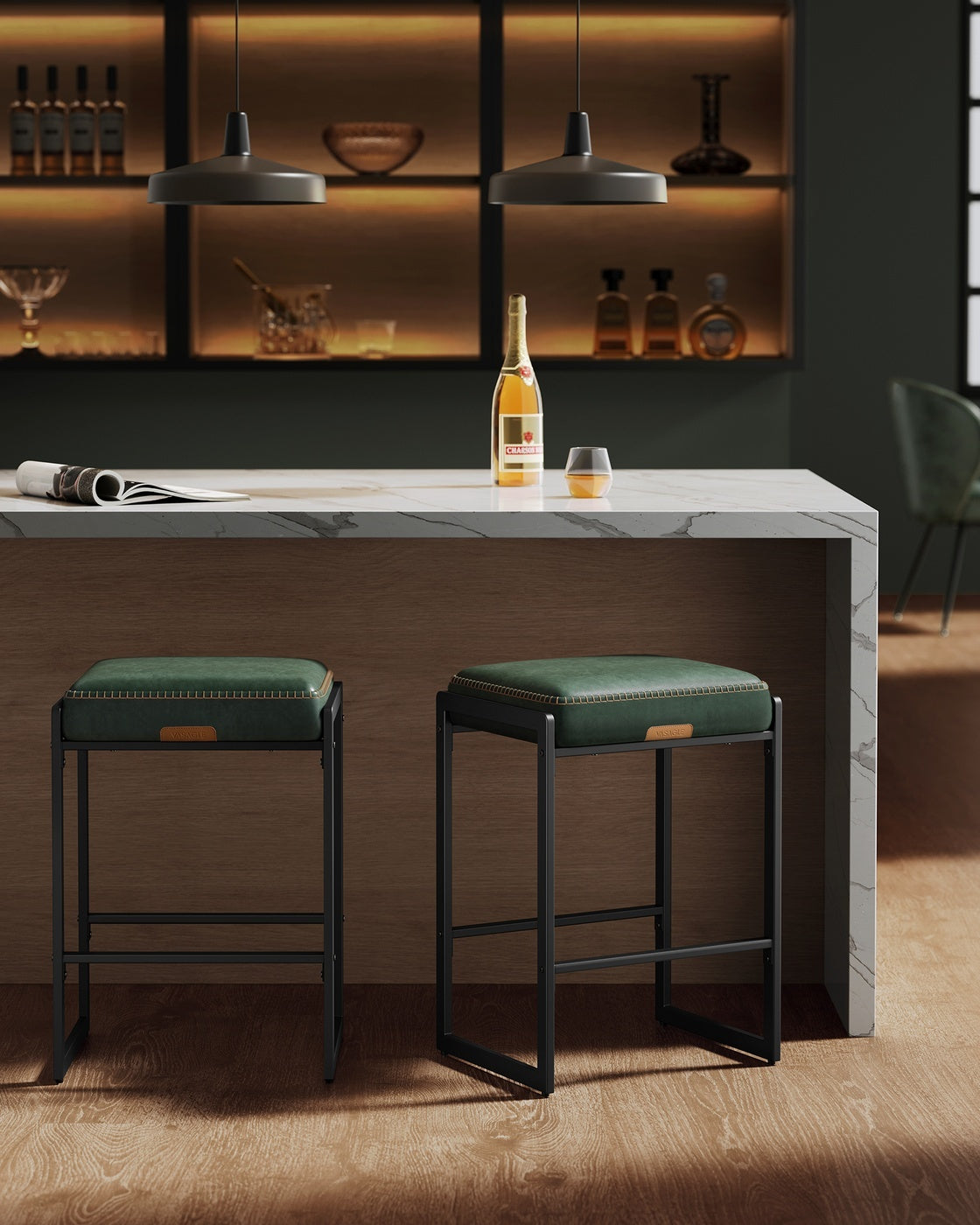 Counter Height Bar Stools Set Of 2 With 3.9 Inch Foam Cushioned Seats - product photo 68