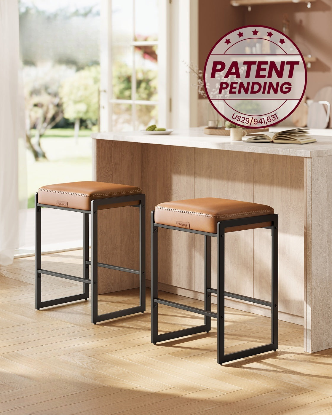 Counter Height Bar Stools Set Of 2 With 3.9 Inch Foam Cushioned Seats - product photo 70