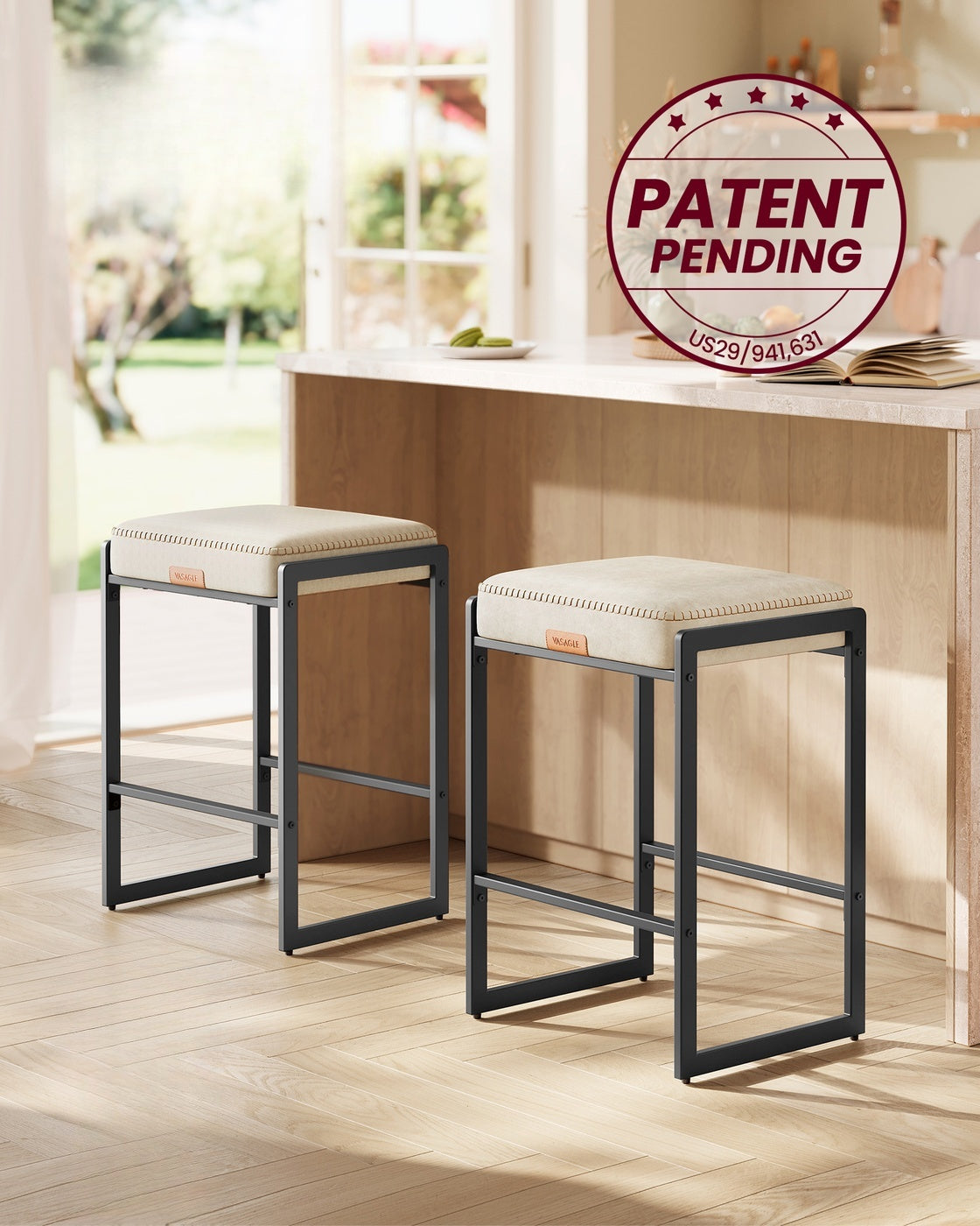 Counter Height Bar Stools Set Of 2 With 3.9 Inch Foam Cushioned Seats - product photo 71