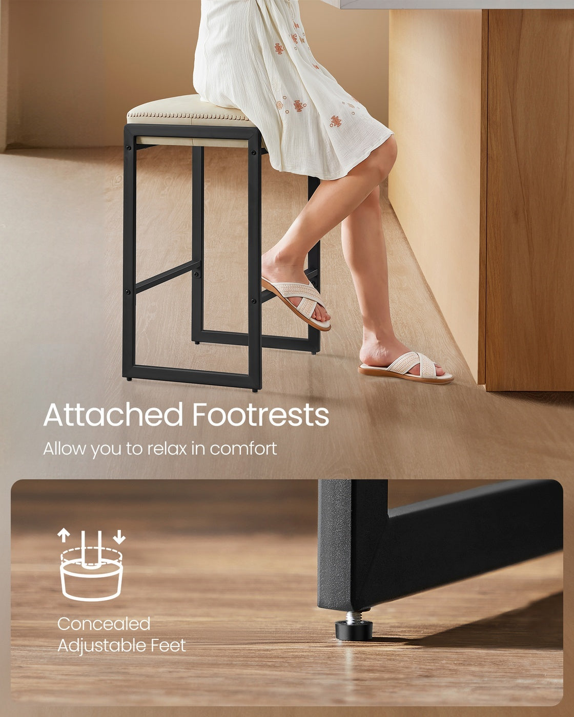 Counter Height Bar Stools Set Of 2 With 3.9 Inch Foam Cushioned Seats - product photo 75