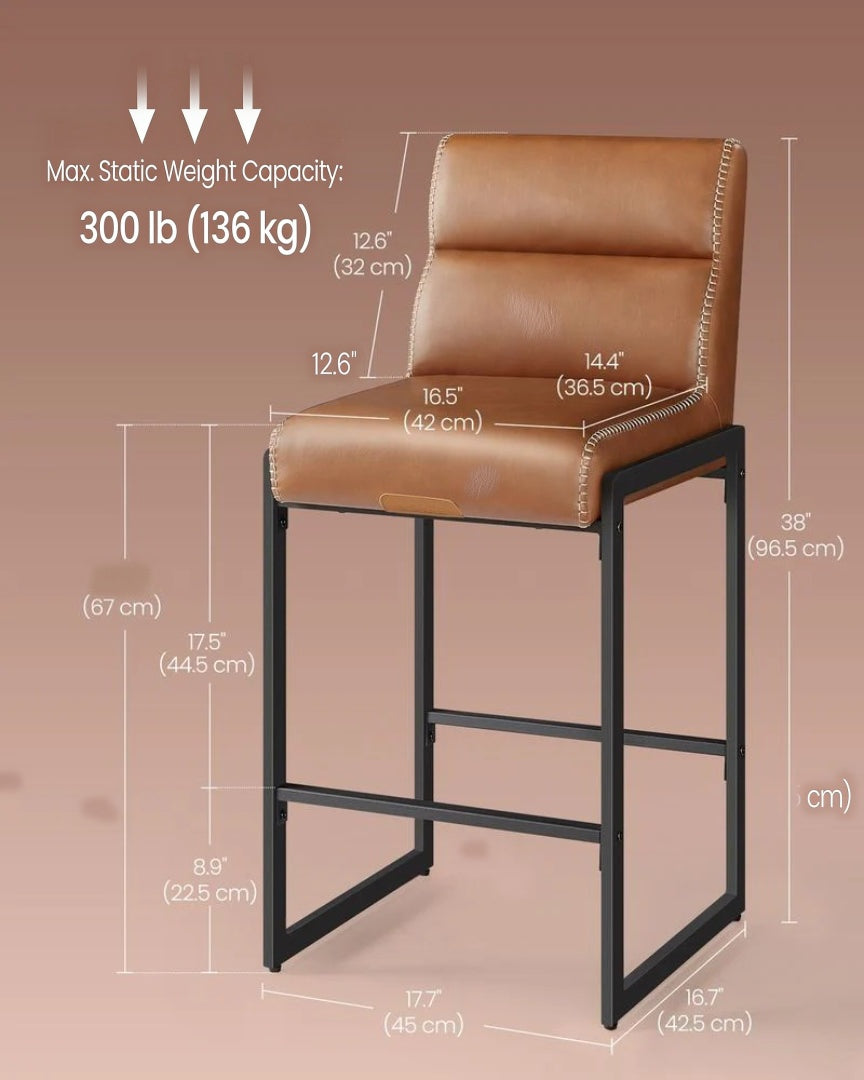 Counter Height Bar Stools Set of 2 with Back and Upholstered Seats – product view 24 | Ridgefield Furniture