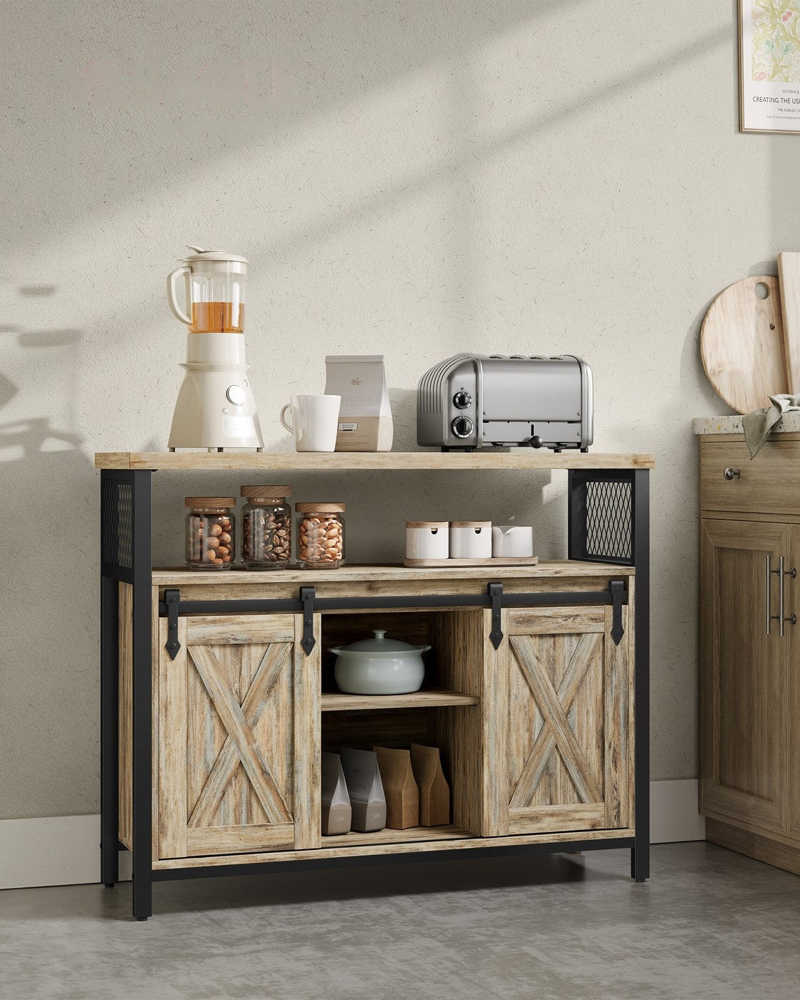 Dining Storage Sideboard With Door Rustic Brown - product photo 02
