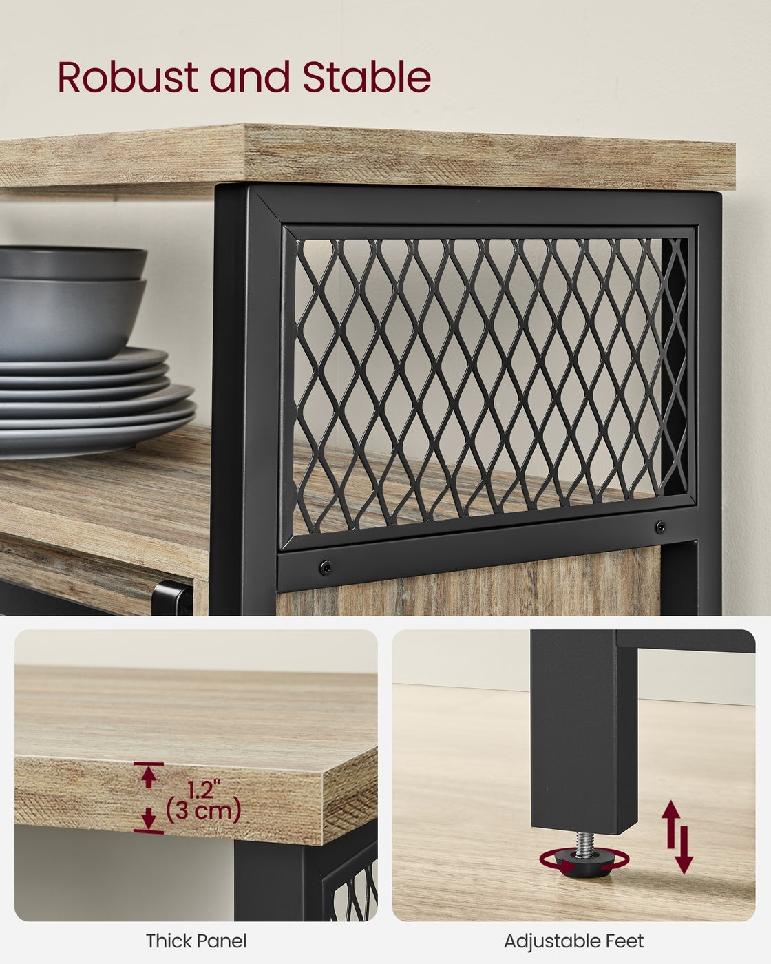 Dining Storage Sideboard With Door Rustic Brown - product photo 05