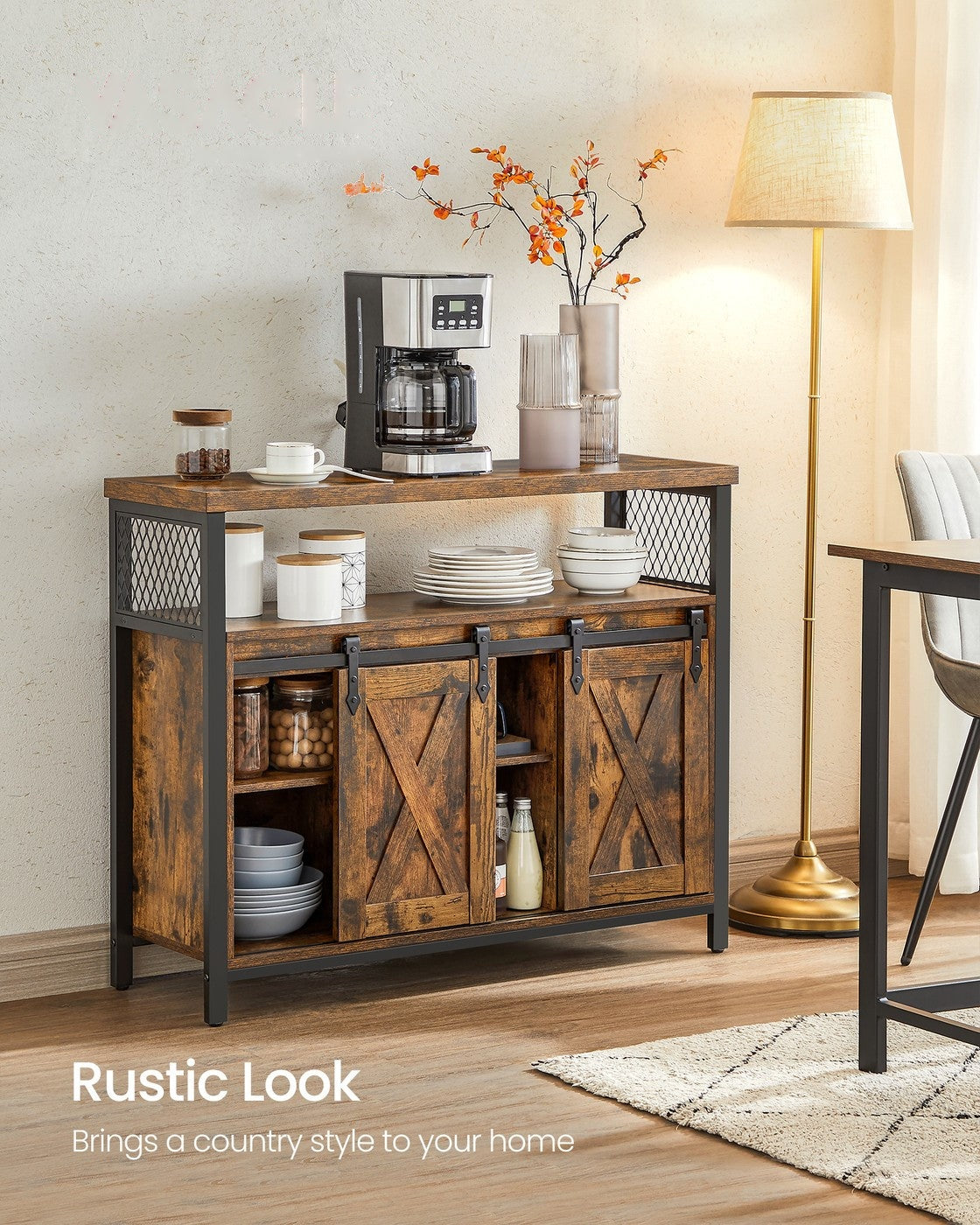 Dining Storage Sideboard With Door Rustic Brown - product photo 10