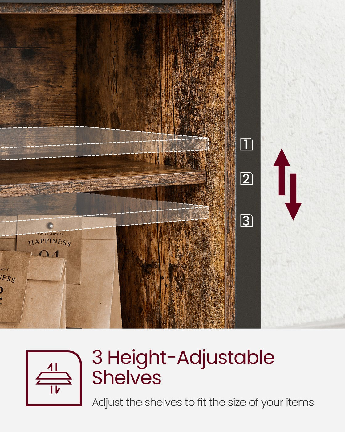 Dining Storage Sideboard With Door Rustic Brown - product photo 12