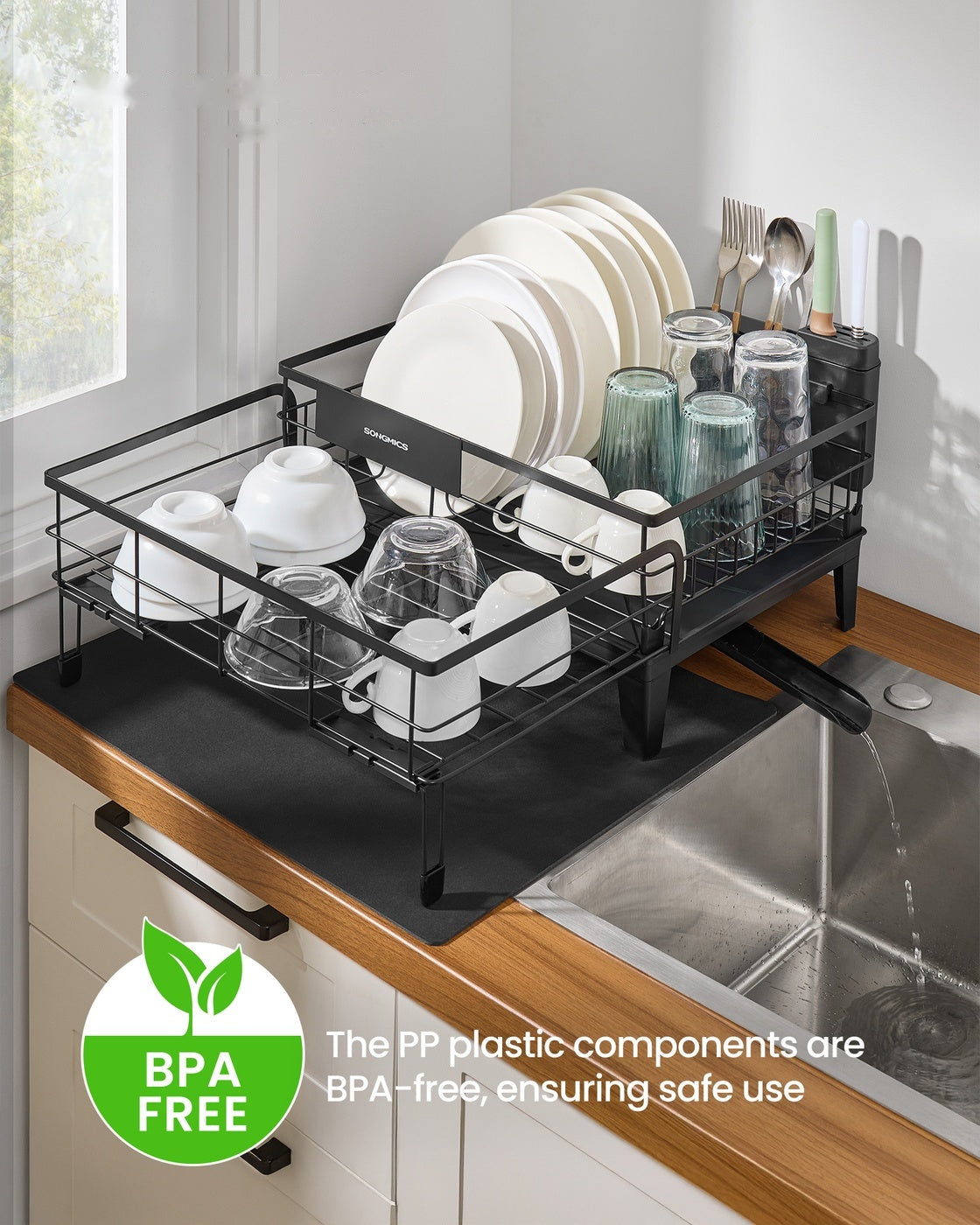 Dish Kitchen Dish Rack With Drainboard - product photo 02