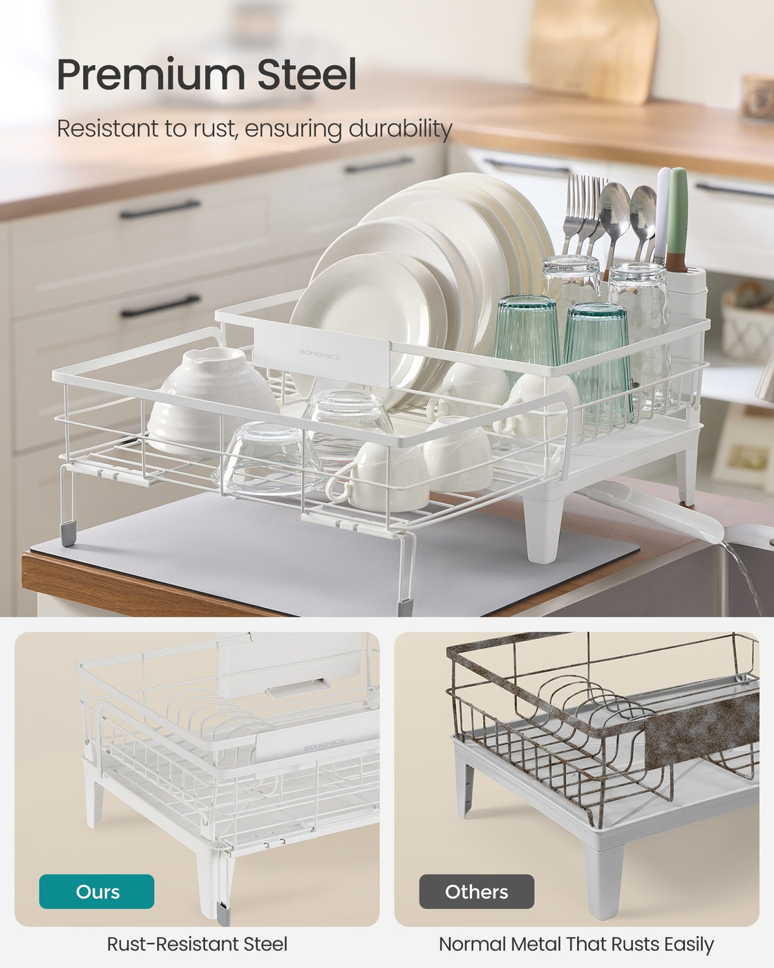 Dish Kitchen Dish Rack With Drainboard - product photo 14