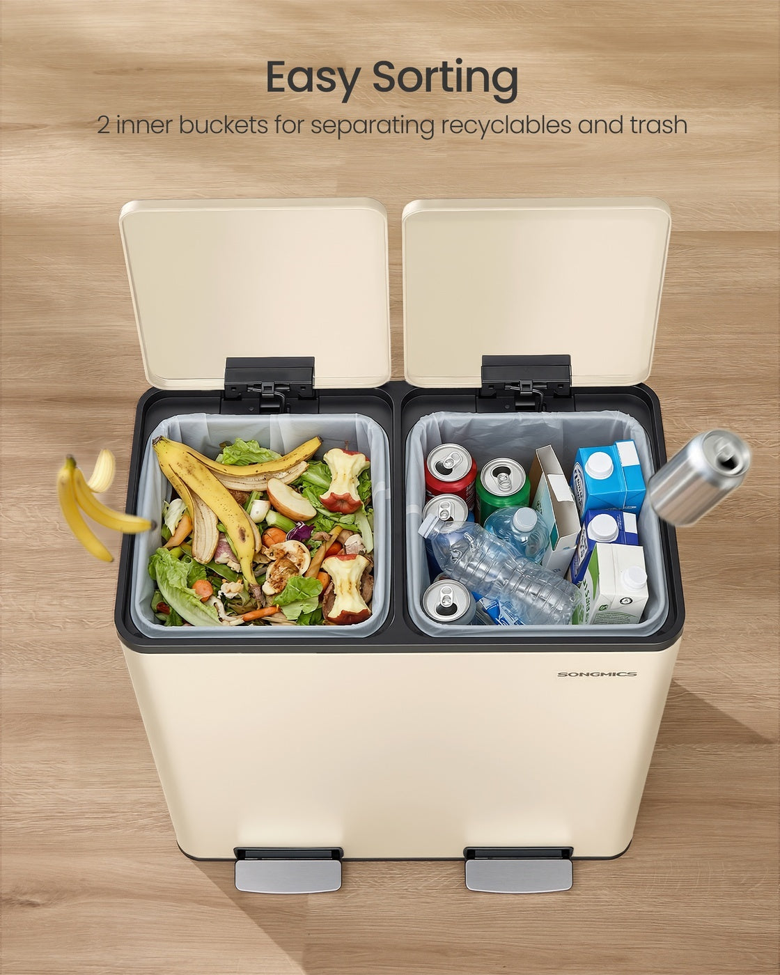 Double Compartment Stainless Steel Trash Can For Recycling - product photo 06