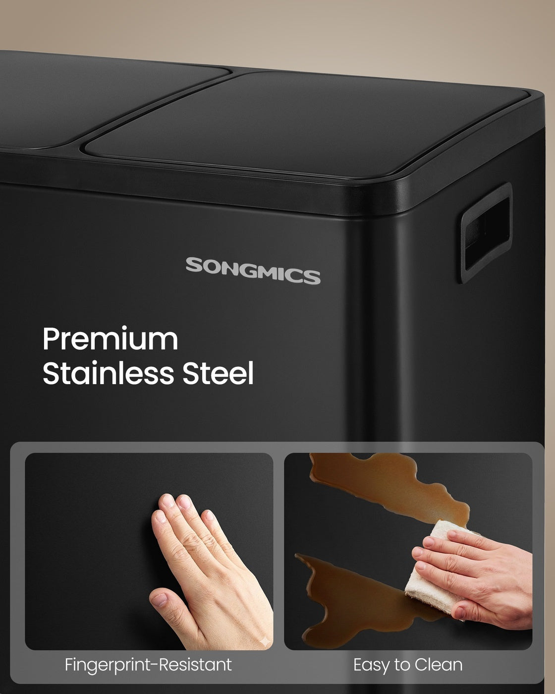 Double Compartment Stainless Steel Trash Can With Soft Close Lids - product photo 60