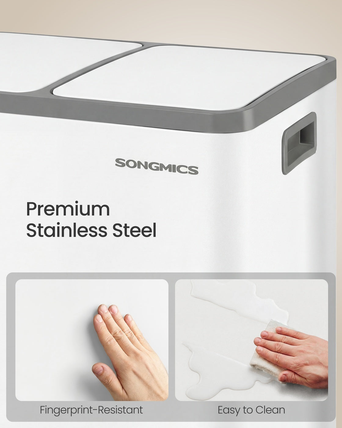 Double Compartment Stainless Steel Trash Can With Soft Close Lids - product photo 81