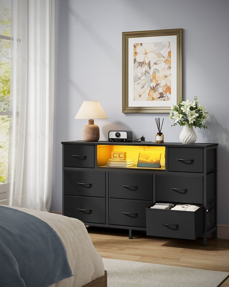Dresser For Bedroom With Outlets And LED Lights, TV Stand For TVs Up To 55 - product photo 01