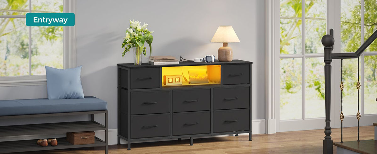 Dresser For Bedroom With Outlets And LED Lights, TV Stand For TVs Up To 55 - product photo 09