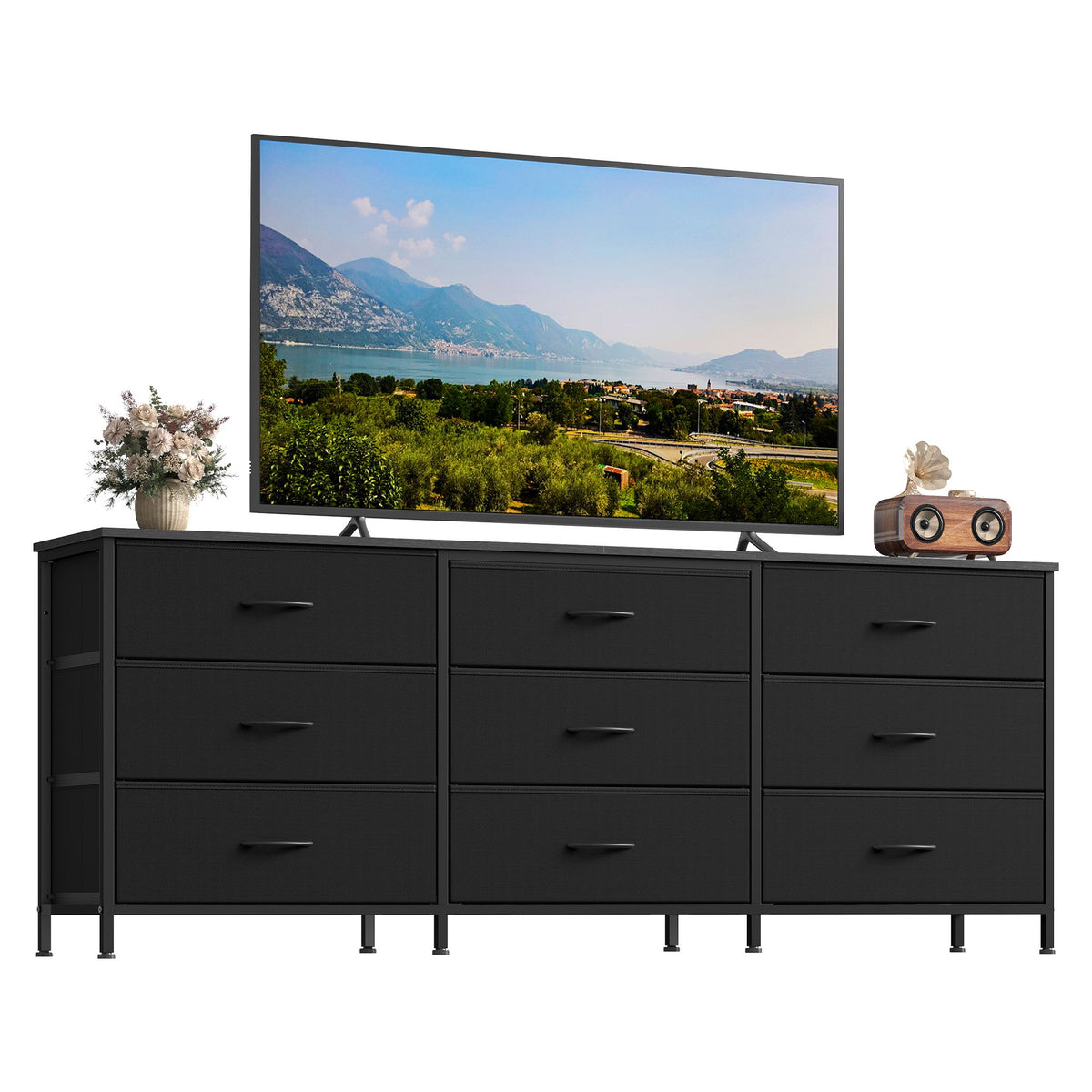 Dresser With 9 Fabric Drawers, TV Stand For TVs Up To 70 Inches | Wide Dresser - product photo 02