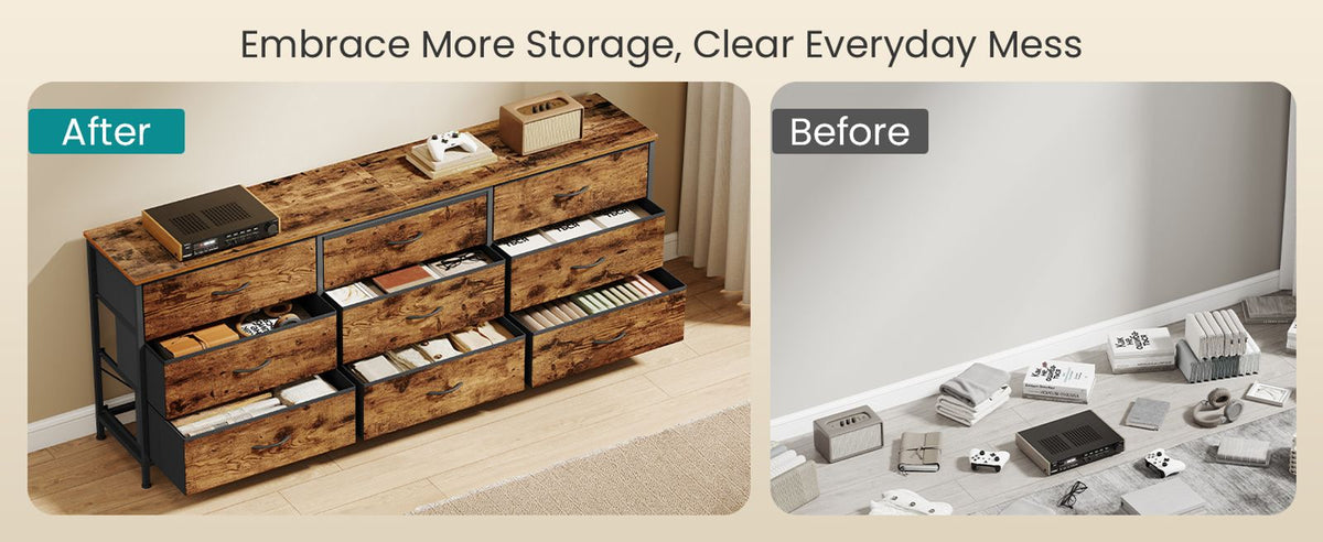 Dresser With 9 Fabric Drawers, TV Stand For TVs Up To 70 Inches | Wide Dresser - product photo 10