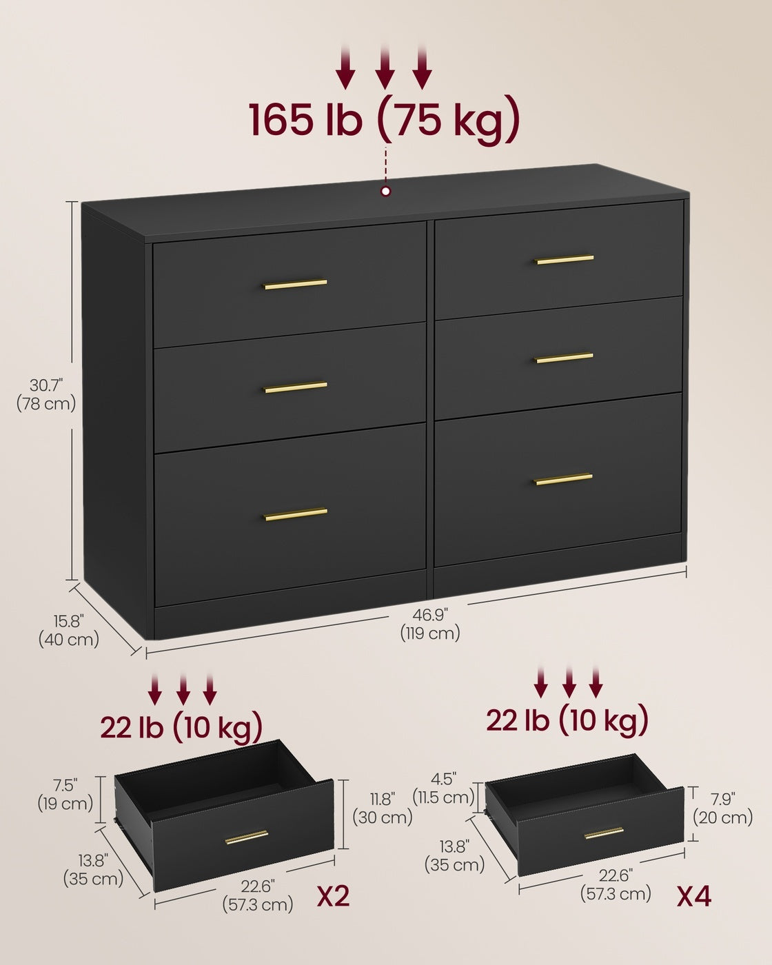 Dresser With LED Lights And Power Strip, 46.9 Inch Bedroom Chest - product photo 24