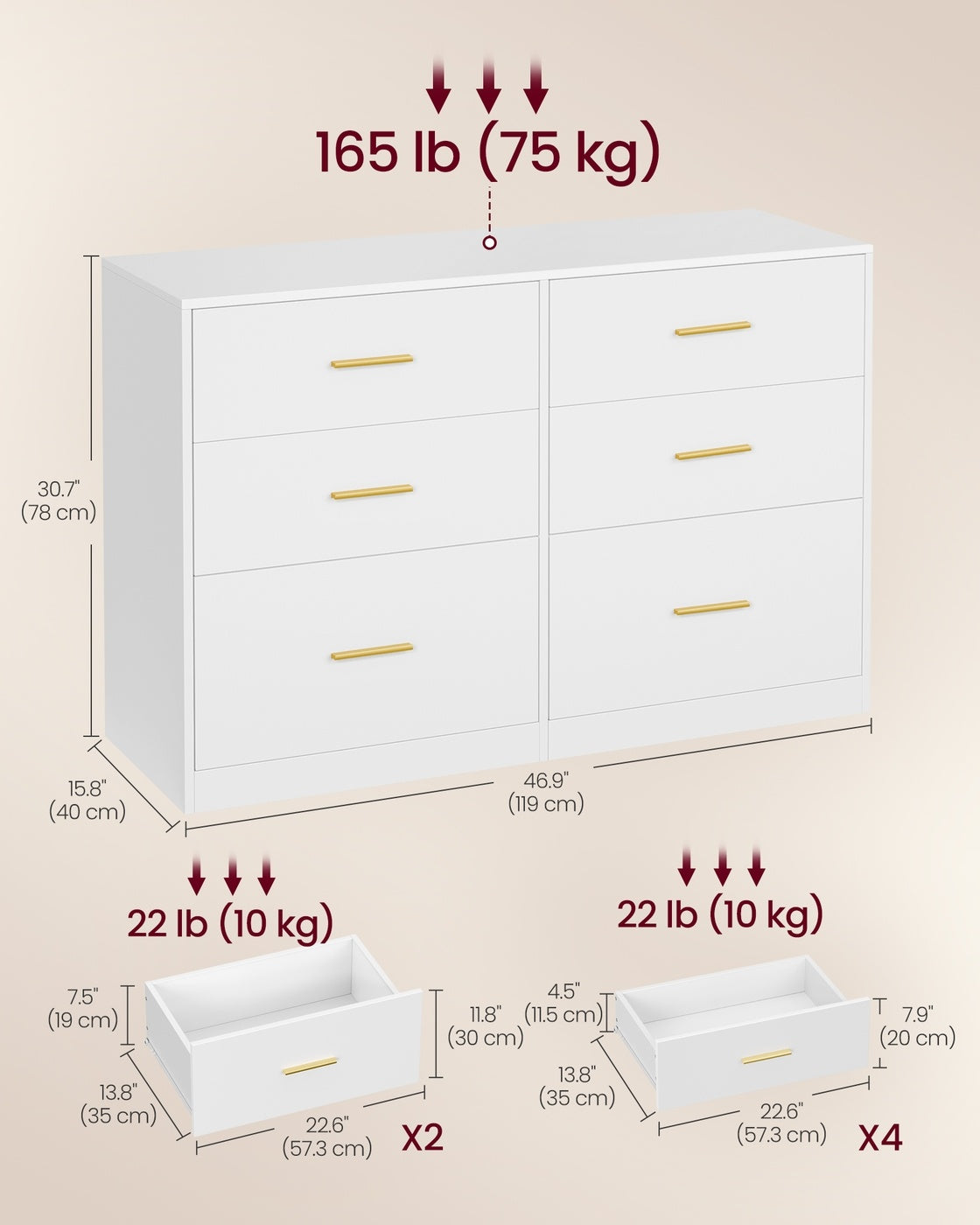 Dresser With LED Lights And Power Strip, 46.9 Inch Bedroom Chest - product photo 36