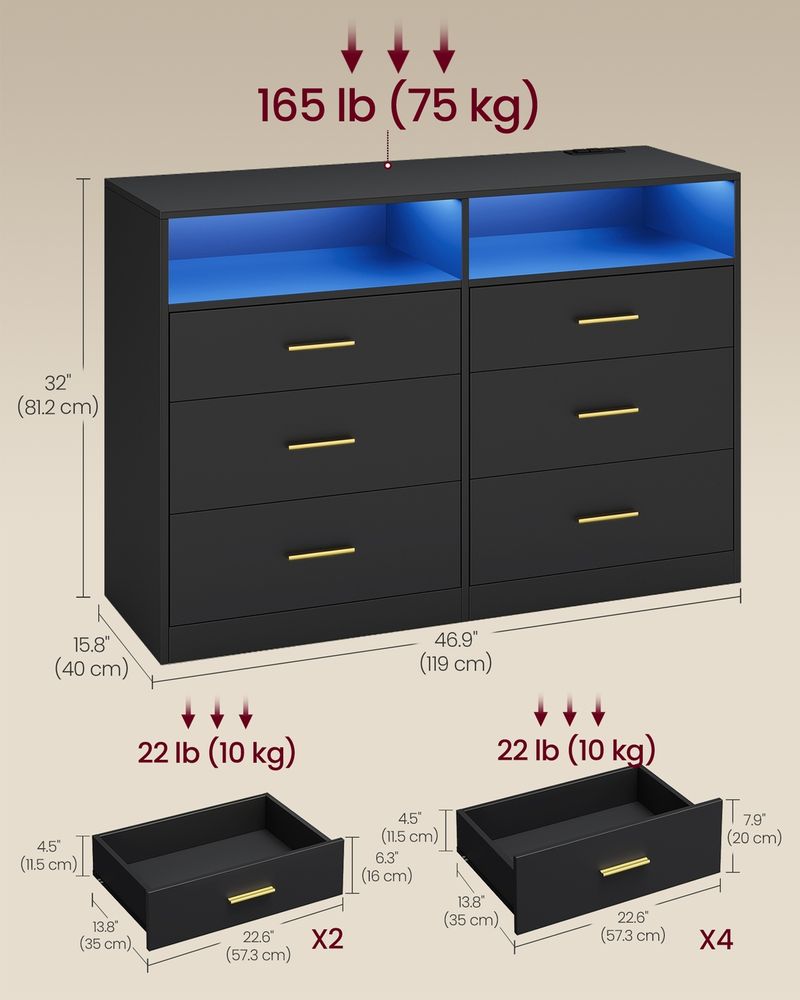 Dresser With LED Lights And Power Strip - product photo 13