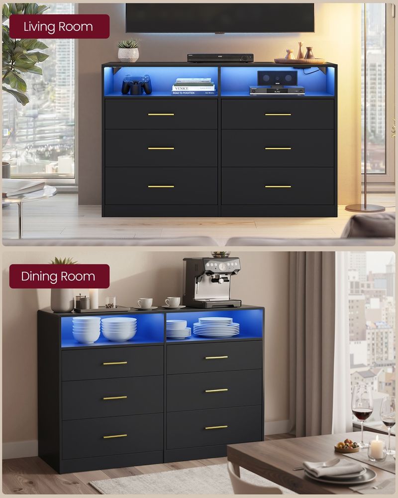 Dresser With LED Lights And Power Strip - product photo 14