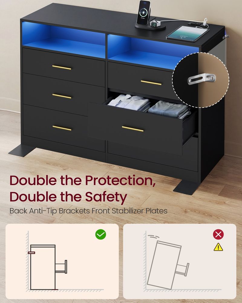 Dresser With LED Lights And Power Strip - product photo 15