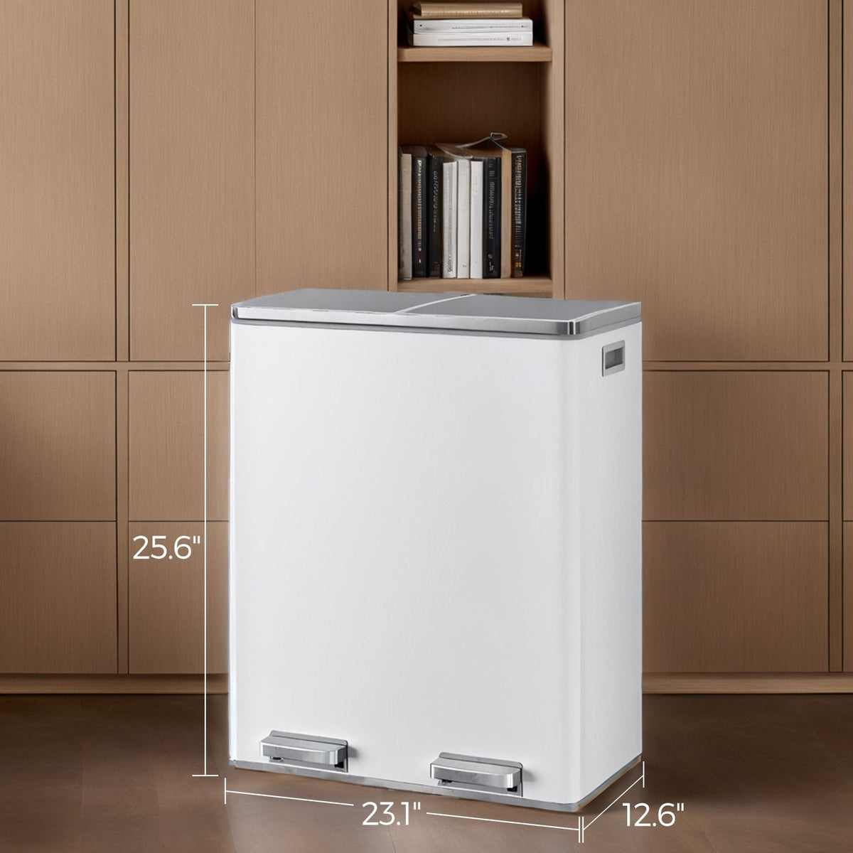 Dual Compartment Kitchen Trash Can With Airtight Hinged Lids - product photo 47