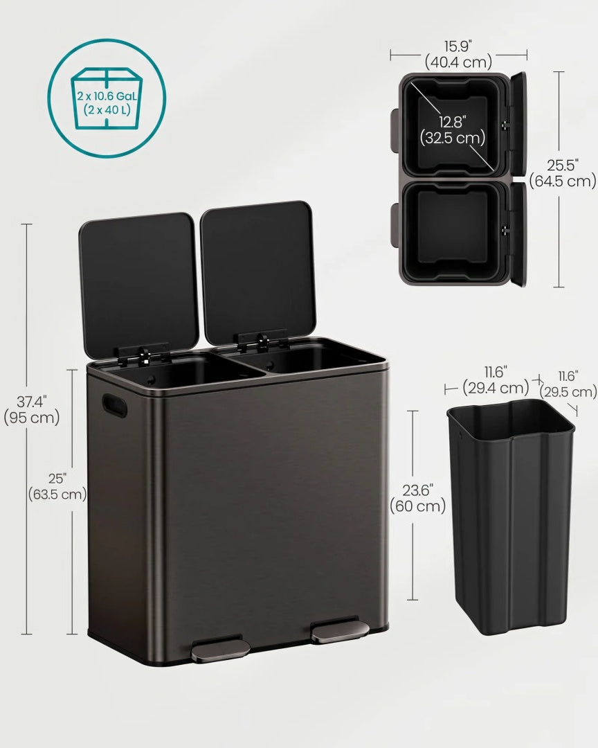 Dual Compartment Kitchen Trash Can with Pedal – product view 14 | Ridgefield Furniture