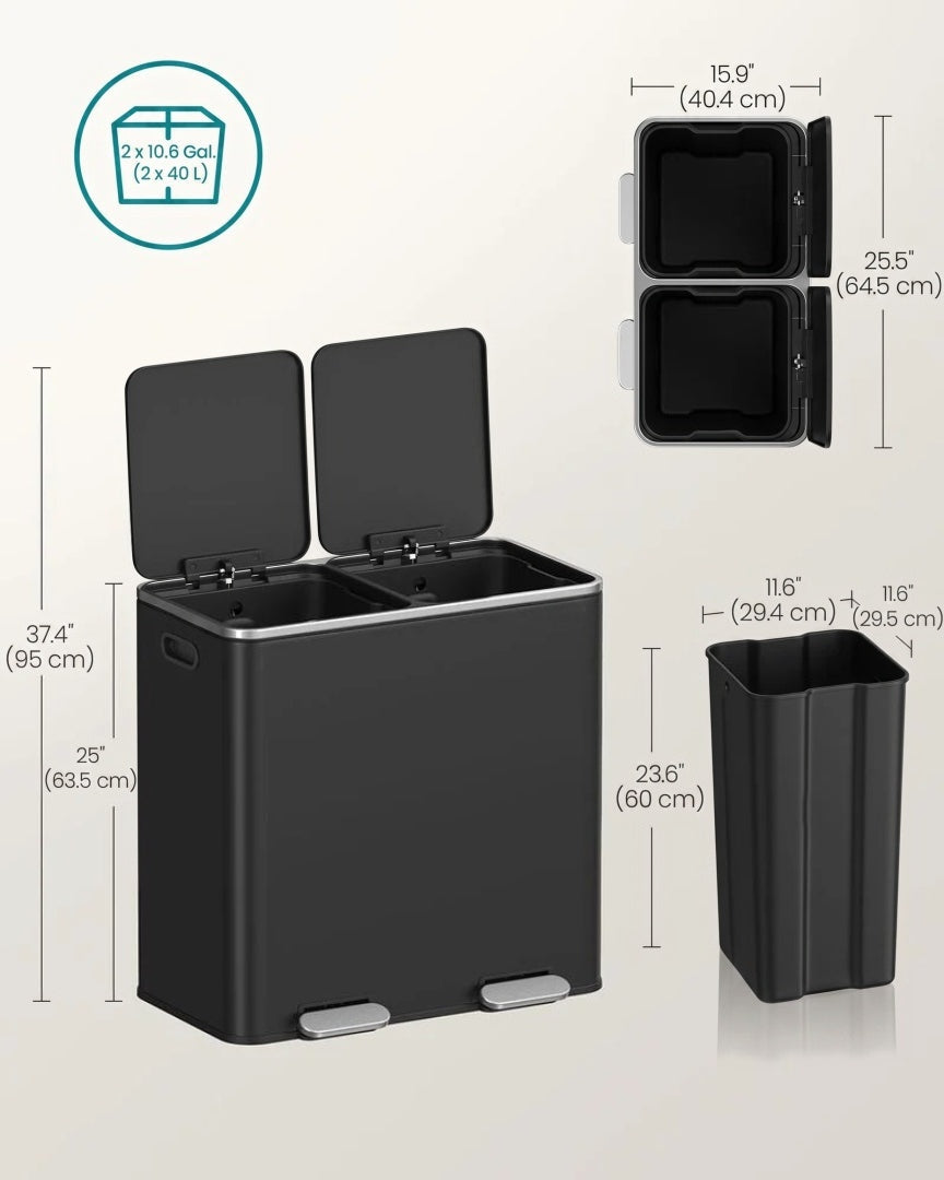 Dual Compartment Kitchen Trash Can with Pedal – product view 31 | Ridgefield Furniture