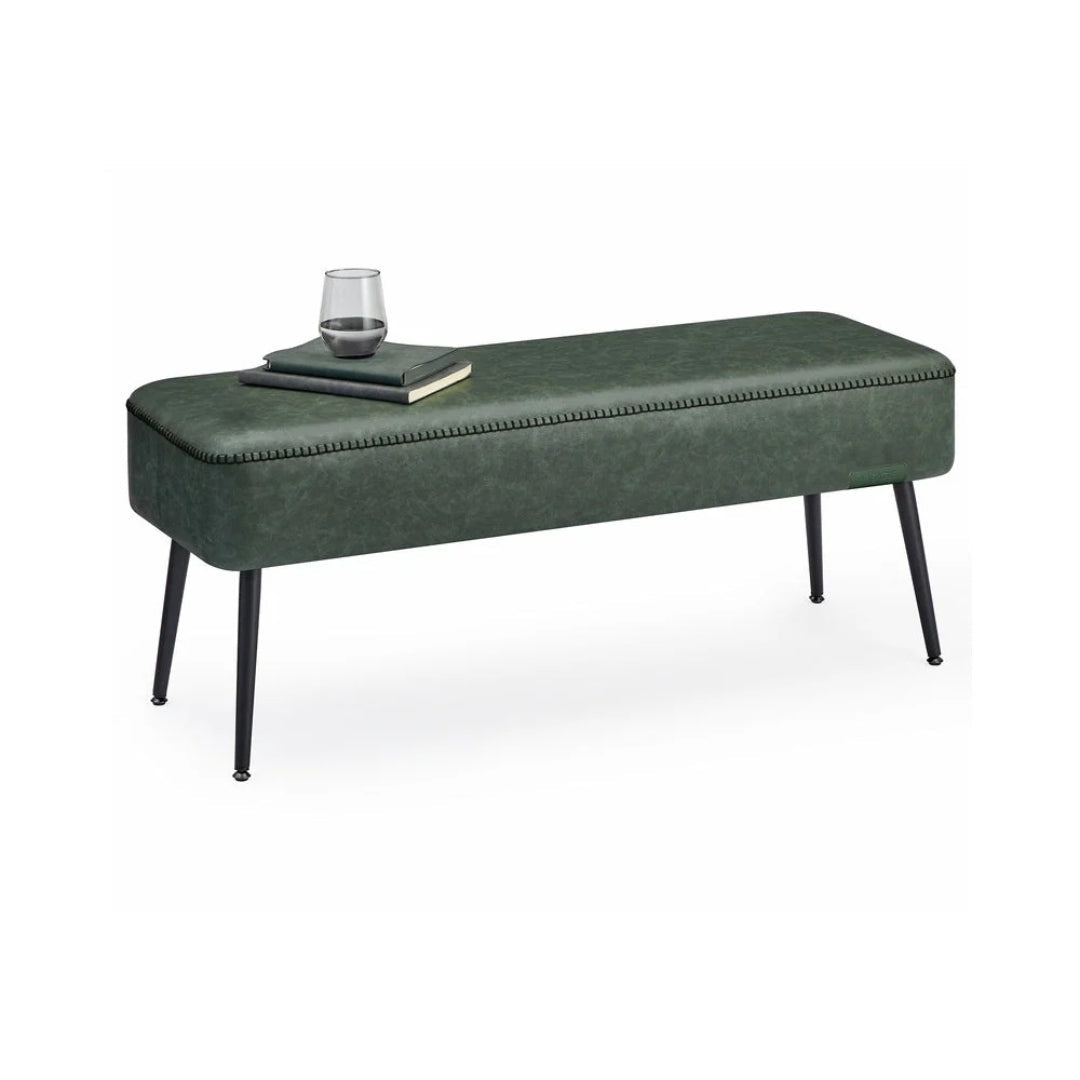 Storage Ottoman Bench With Legs & Upholstered Seat End Of Bed Bench – product view 2 | Ridgefield Furniture
