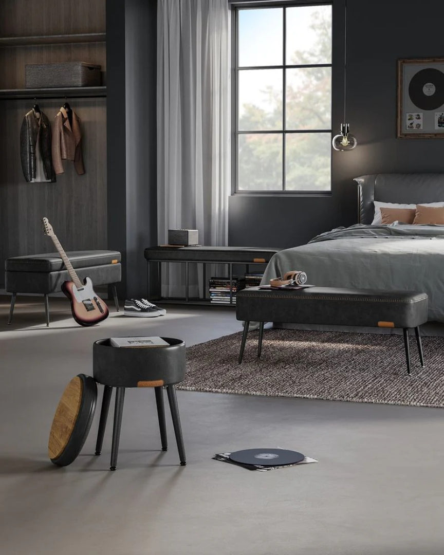 Storage Ottoman Bench With Legs & Upholstered Seat End Of Bed Bench – product view 14 | Ridgefield Furniture