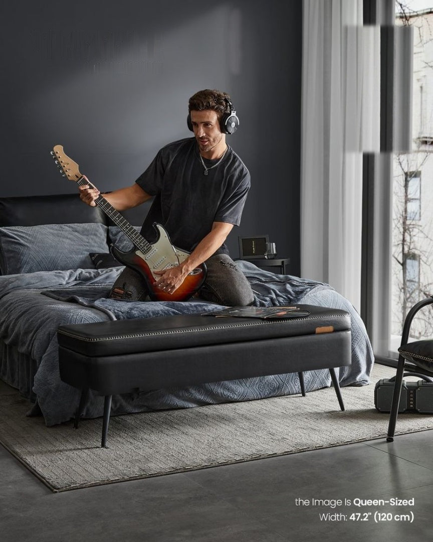 Storage Ottoman Bench With Steel Legs & Flip Lid Upholstered Seat – product view 11 | Ridgefield Furniture