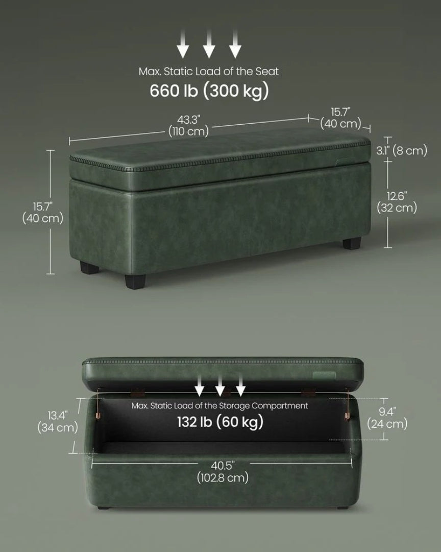 Storage Ottoman Bench With Flip Lid & Upholstered Seat Storage Unit – product view 10 | Ridgefield Furniture