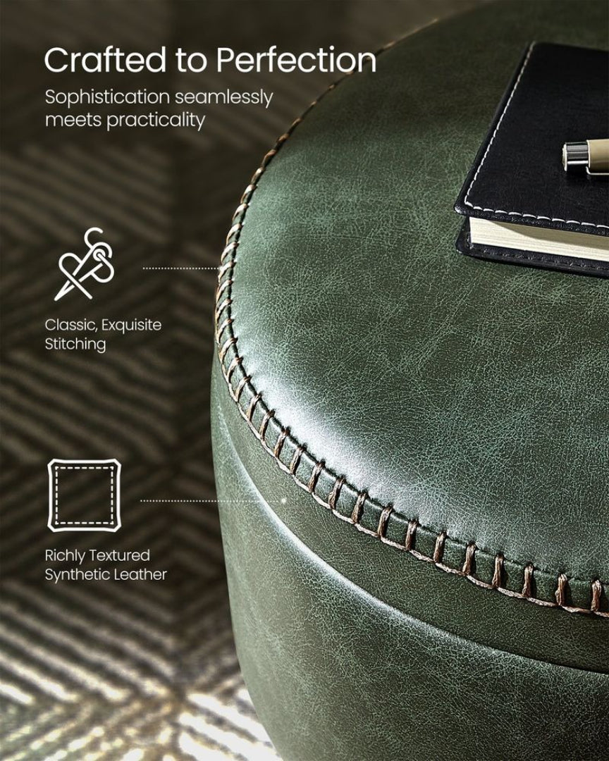 Storage Ottoman Vanity Stool With Flip Top & Steel Legs – product view 7 | Ridgefield Furniture