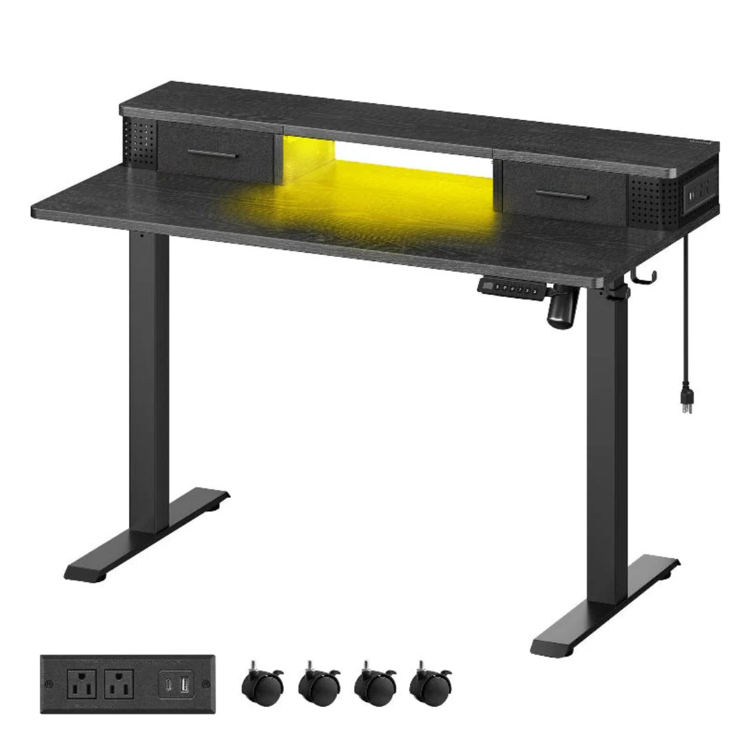 Electric Standing Desk With Drawers & Power Outlets – product view 3 | Ridgefield Furniture
