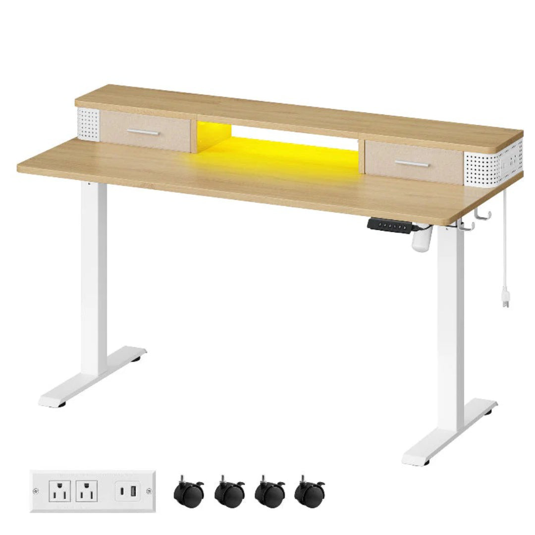 Electric Standing Desk With Drawers & Power Outlets – product view 5 | Ridgefield Furniture