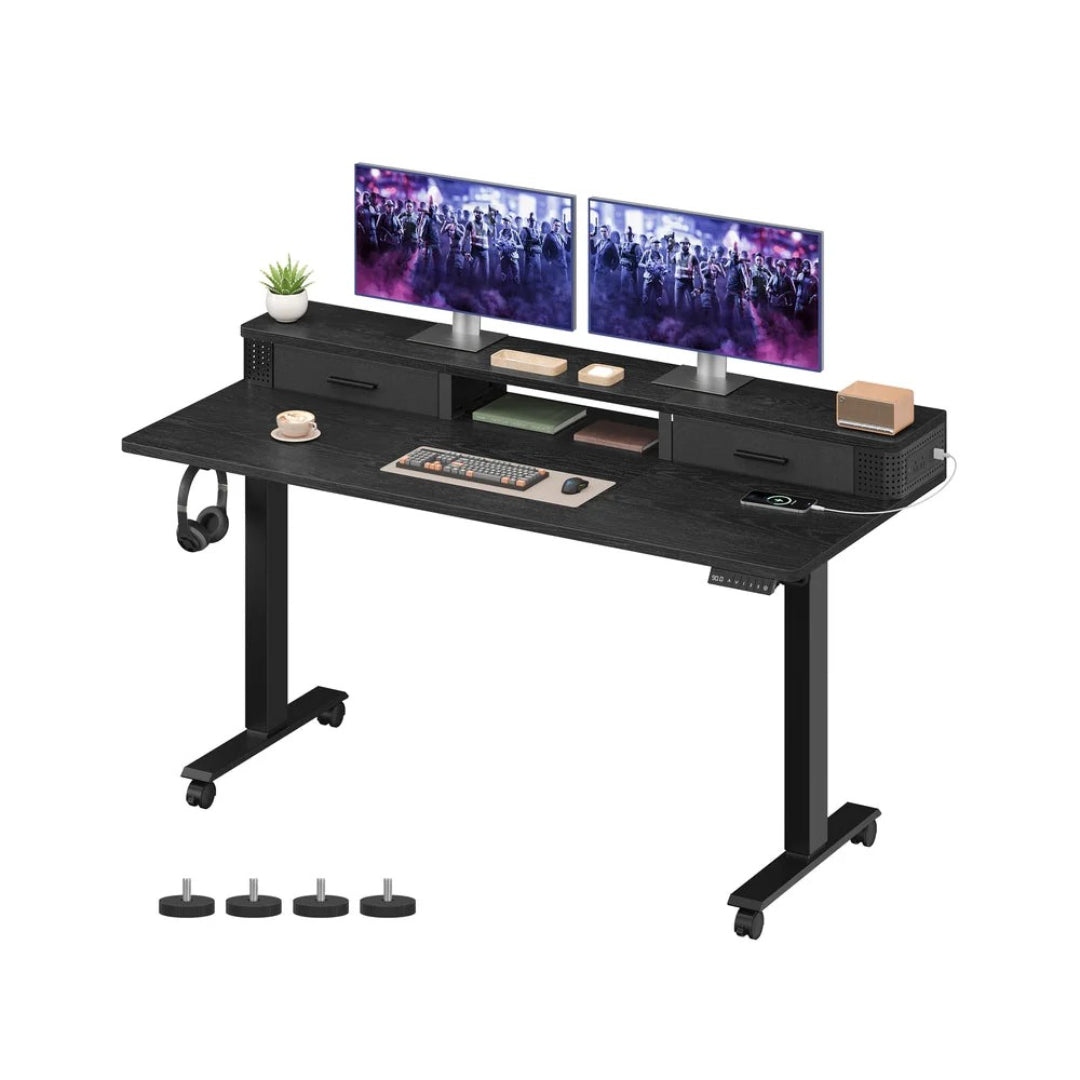 Electric Standing Desk With Drawers & Power Outlets – product view 6 | Ridgefield Furniture