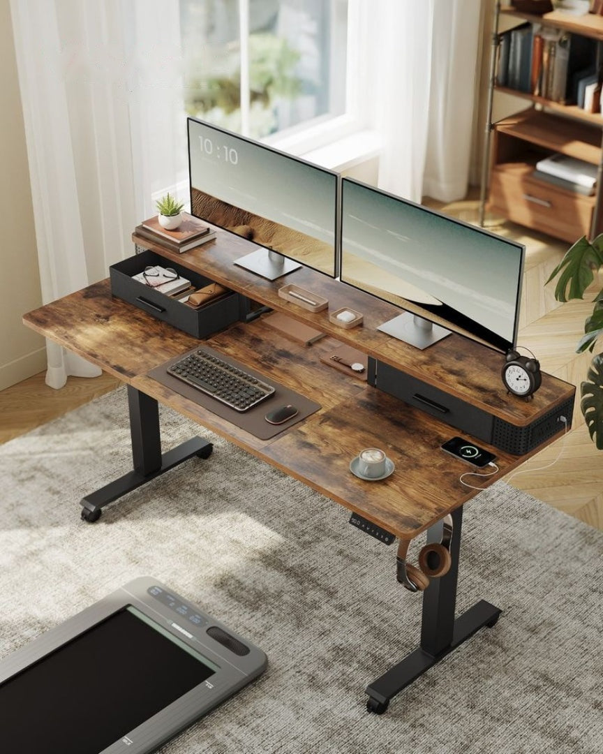 Electric Standing Desk With Drawers & Power Outlets – product view 9 | Ridgefield Furniture
