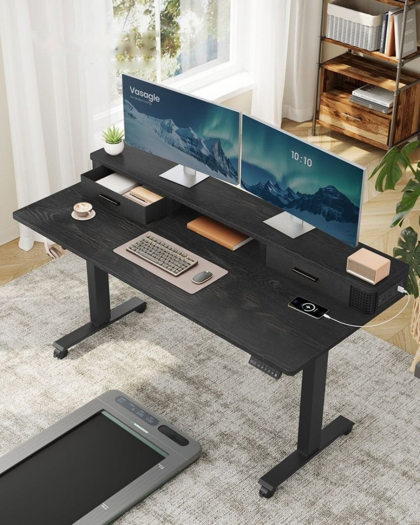 Electric Standing Desk With Drawers & Power Outlets – product view 21 | Ridgefield Furniture