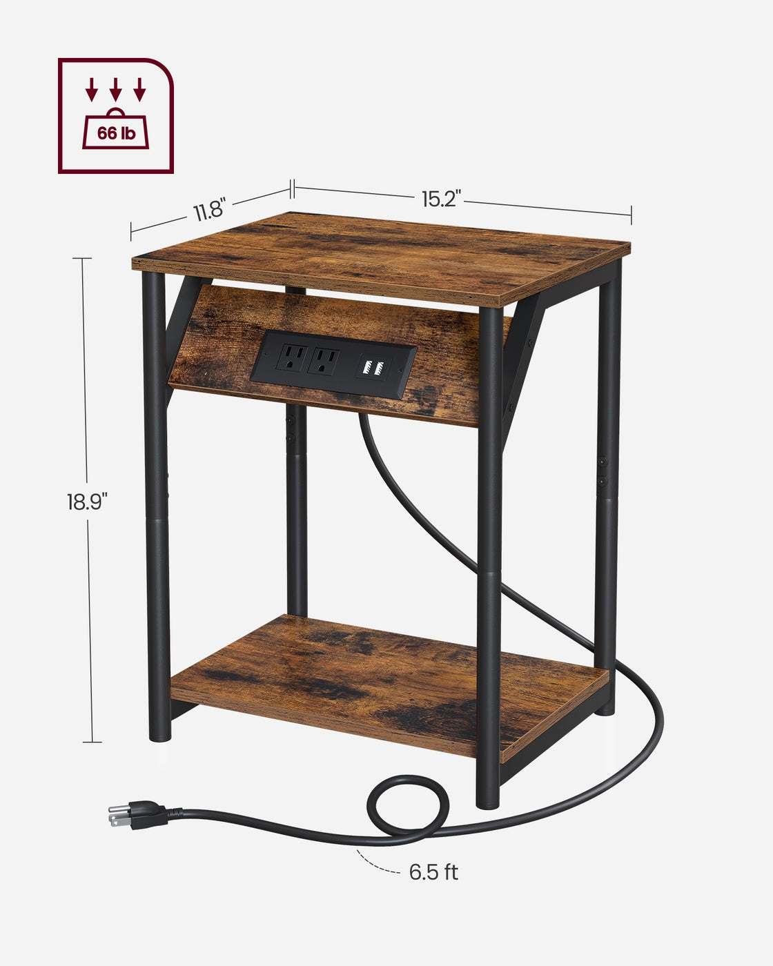 End Table With USB Ports And Outlets - product photo 05