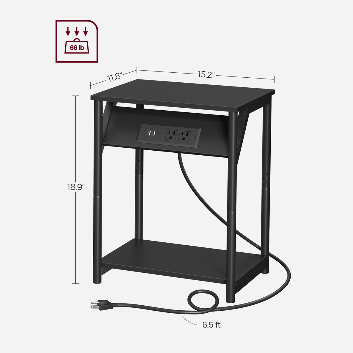 End Table With USB Ports And Outlets - product photo 41
